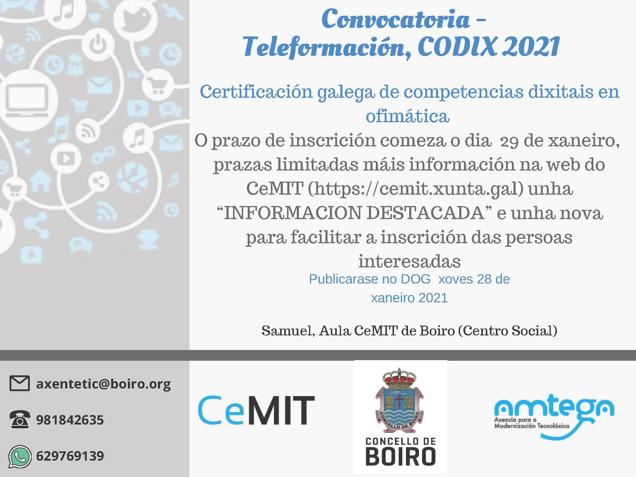 Teleformación CODIX 2021 | Concello de Boiro 