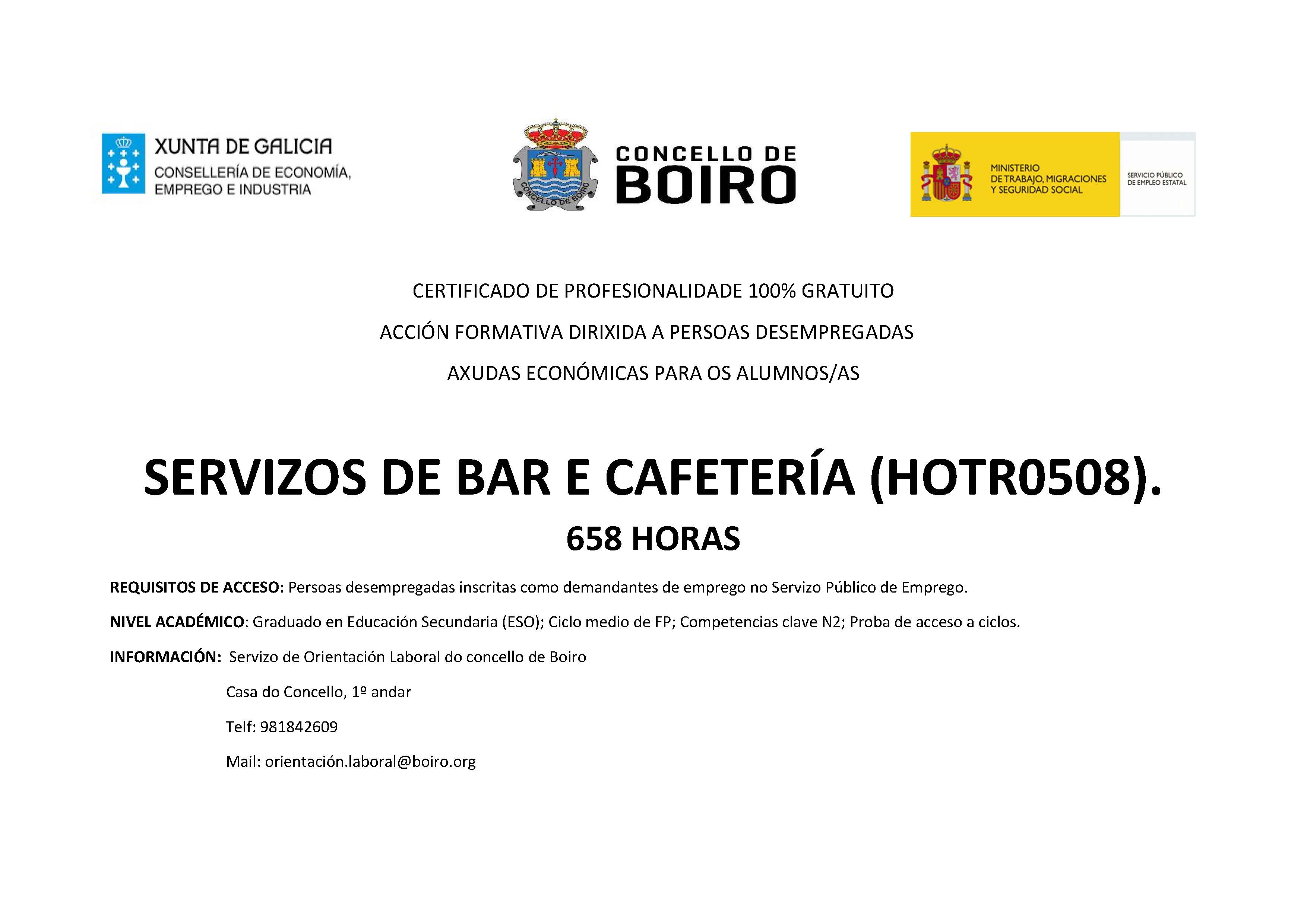 Curso: Servizos de Bar e Cafetería (HOTR0508)