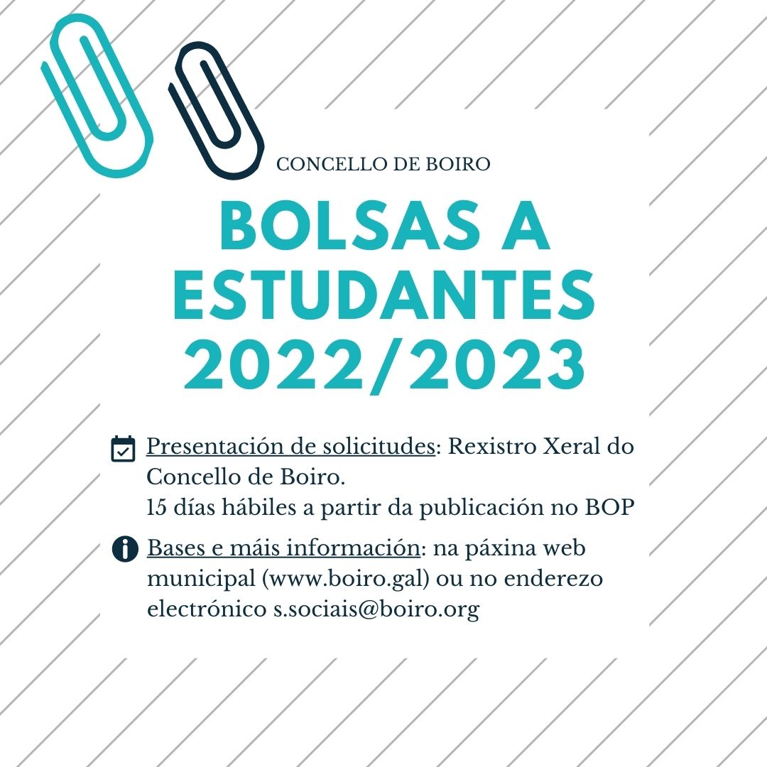 Bolsas para estudantes 2022/2023 | Concello de Boiro