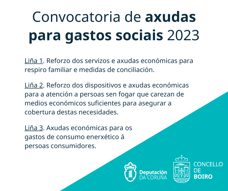 Convocatoria de axudas para gastos sociais 2023 | Concello de Boiro